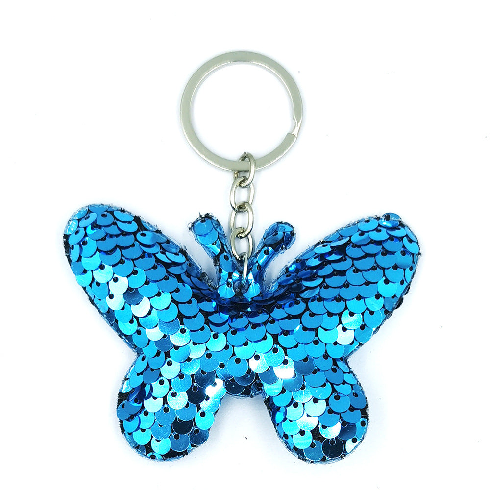 Wholesale Reflective Glossy Butterfly Sequin Bag Keychains
